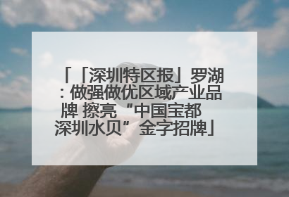 「深圳特区报」罗湖：做强做优区域产业品牌 擦亮“中国宝都 深圳水贝”金字招牌