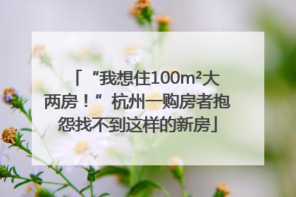 “我想住100m²大两房！”杭州一购房者抱怨找不到这样的新房