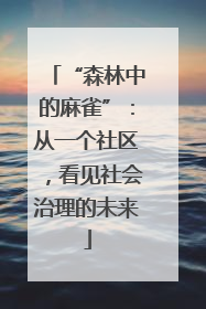 “森林中的麻雀”：从一个社区，看见社会治理的未来