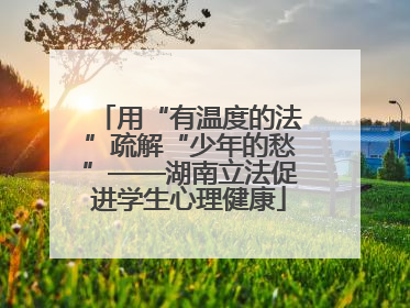 用“有温度的法”疏解“少年的愁”——湖南立法促进学生心理健康