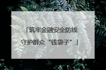 筑牢金融安全防线 守护群众“钱袋子”