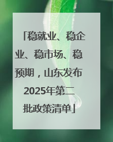 稳就业、稳企业、稳市场、稳预期，山东发布2025年第二批政策清单