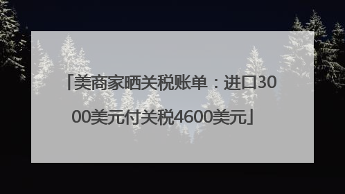 美商家晒关税账单：进口3000美元付关税4600美元