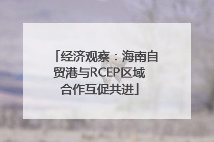 经济观察：海南自贸港与RCEP区域合作互促共进