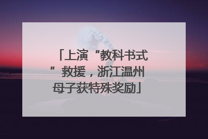 上演“教科书式”救援，浙江温州母子获特殊奖励
