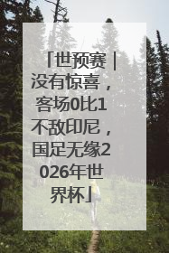 世预赛｜没有惊喜，客场0比1不敌印尼，国足无缘2026年世界杯