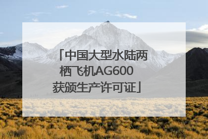 中国大型水陆两栖飞机AG600获颁生产许可证