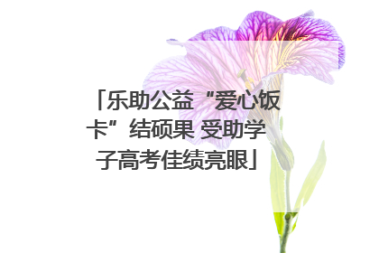 乐助公益“爱心饭卡”结硕果 受助学子高考佳绩亮眼