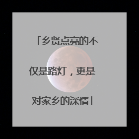 乡贤点亮的不仅是路灯，更是对家乡的深情
