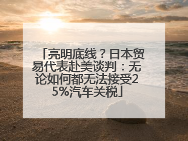 亮明底线？日本贸易代表赴美谈判：无论如何都无法接受25%汽车关税