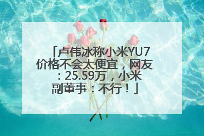 卢伟冰称小米YU7价格不会太便宜，网友：25.59万，小米副董事：不行！