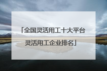 全国灵活用工十大平台 灵活用工企业排名