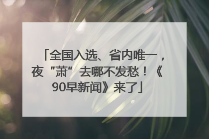 全国入选、省内唯一，夜“萧”去哪不发愁！《90早新闻》来了