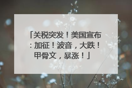 关税突发！美国宣布：加征！波音，大跌！甲骨文，暴涨！