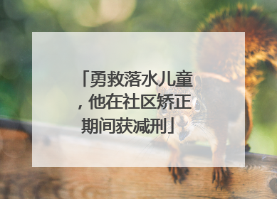 勇救落水儿童，他在社区矫正期间获减刑