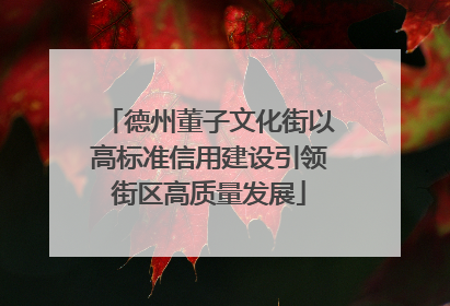 德州董子文化街以高标准信用建设引领街区高质量发展