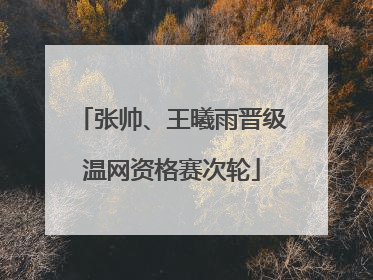 张帅、王曦雨晋级温网资格赛次轮