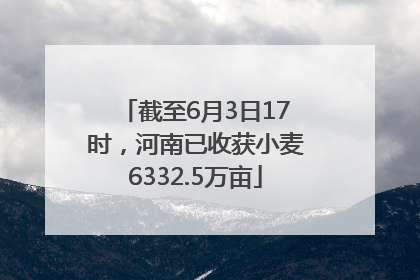 截至6月3日17时，河南已收获小麦6332.5万亩