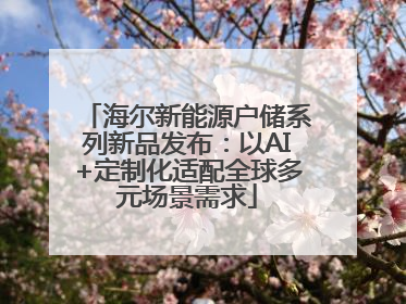 海尔新能源户储系列新品发布：以AI+定制化适配全球多元场景需求
