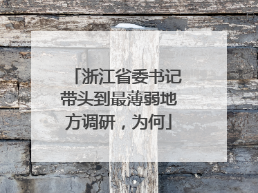 浙江省委书记带头到最薄弱地方调研，为何