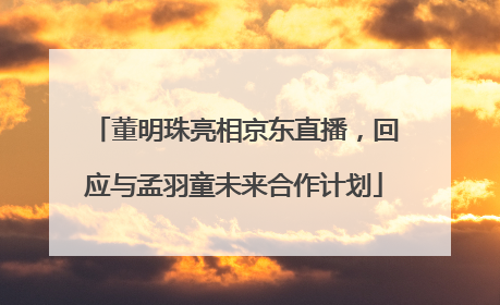 董明珠亮相京东直播，回应与孟羽童未来合作计划