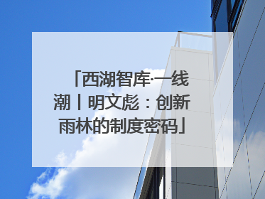 西湖智库·一线潮丨明文彪：创新雨林的制度密码