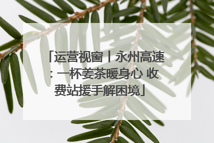 运营视窗丨永州高速：一杯姜茶暖身心 收费站援手解困境
