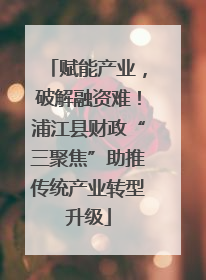 赋能产业，破解融资难！浦江县财政“三聚焦”助推传统产业转型升级