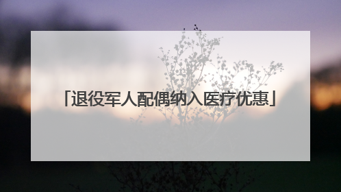 退役军人配偶纳入医疗优惠