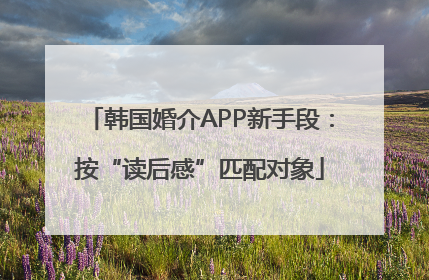 韩国婚介APP新手段：按“读后感”匹配对象