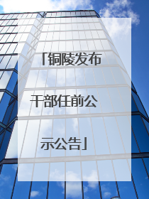 铜陵发布干部任前公示公告