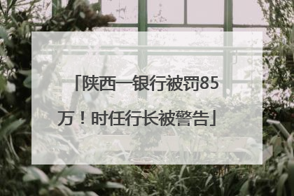 陕西一银行被罚85万！时任行长被警告