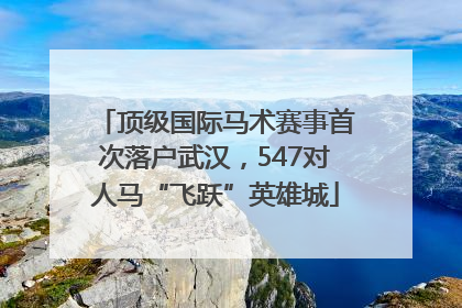 顶级国际马术赛事首次落户武汉，547对人马“飞跃”英雄城