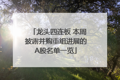 龙头四连板 本周披露并购重组进展的A股名单一览