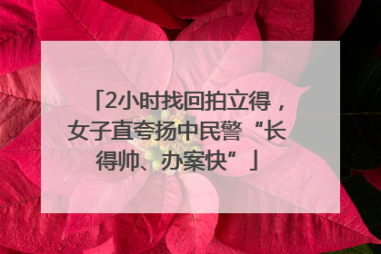 2小时找回拍立得，女子直夸扬中民警“长得帅、办案快”